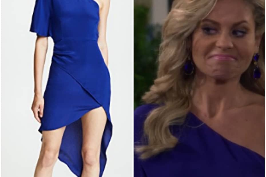 Blue one shouldered dress on Candace Cameron from 'Fuller House'