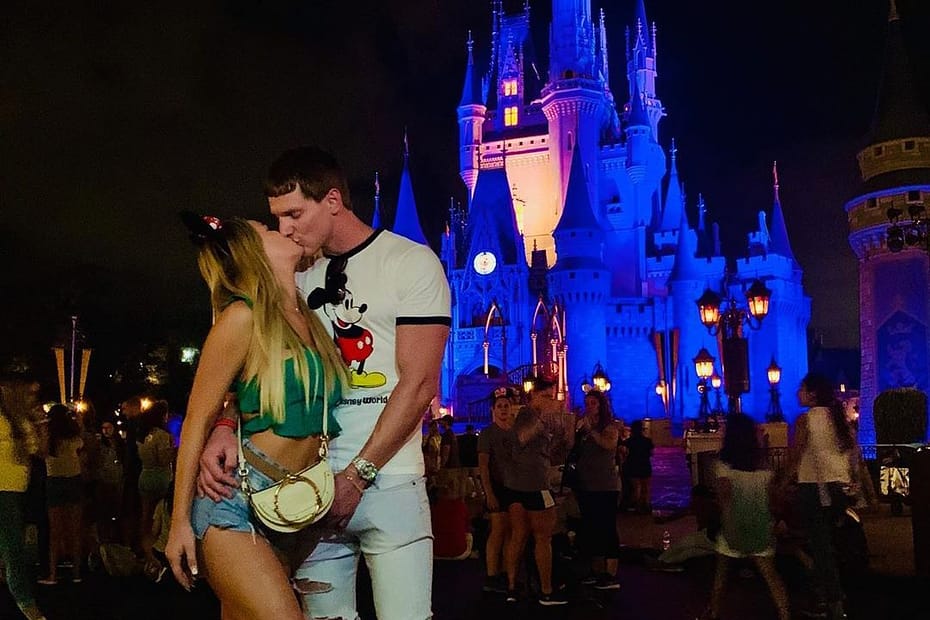 Juliette Porter and Sam Logan Kiss at Disney World