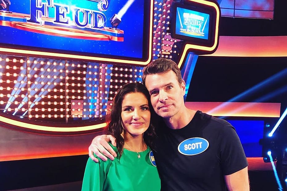 Scott Foley and wife, Marika, on Celebrity Family Feud